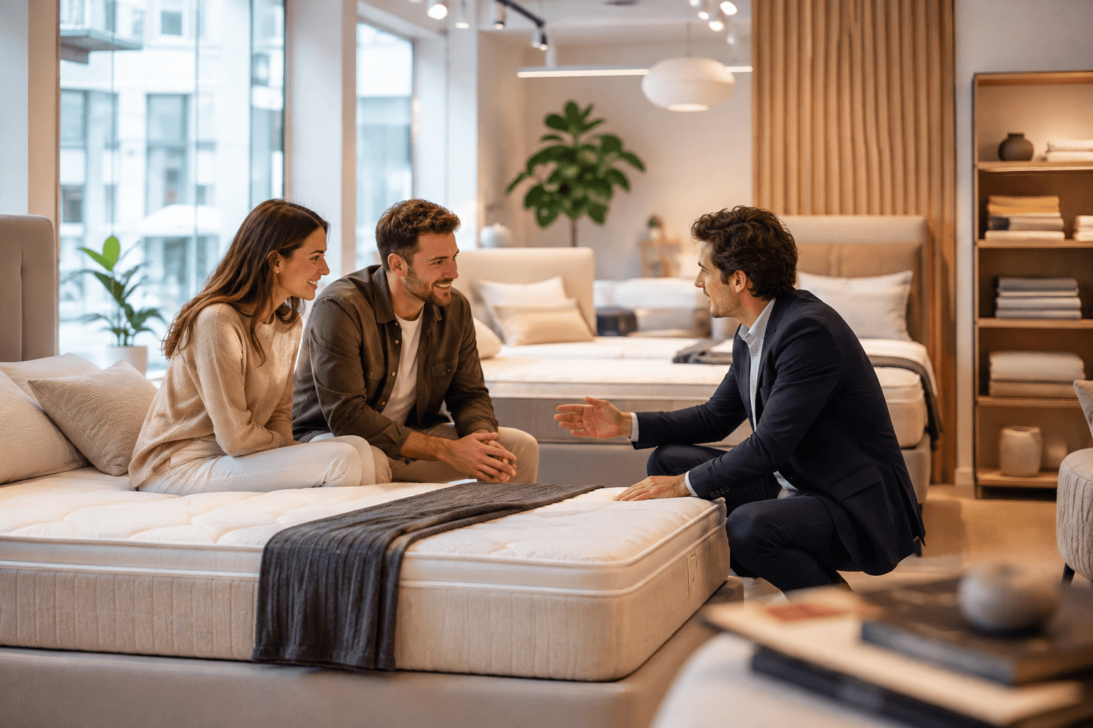 Beratungssituation im Matratzen-Showroom